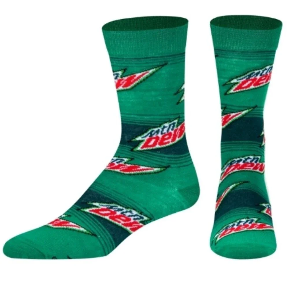 Mountain Dew crew socks soda novelty graphic accessory